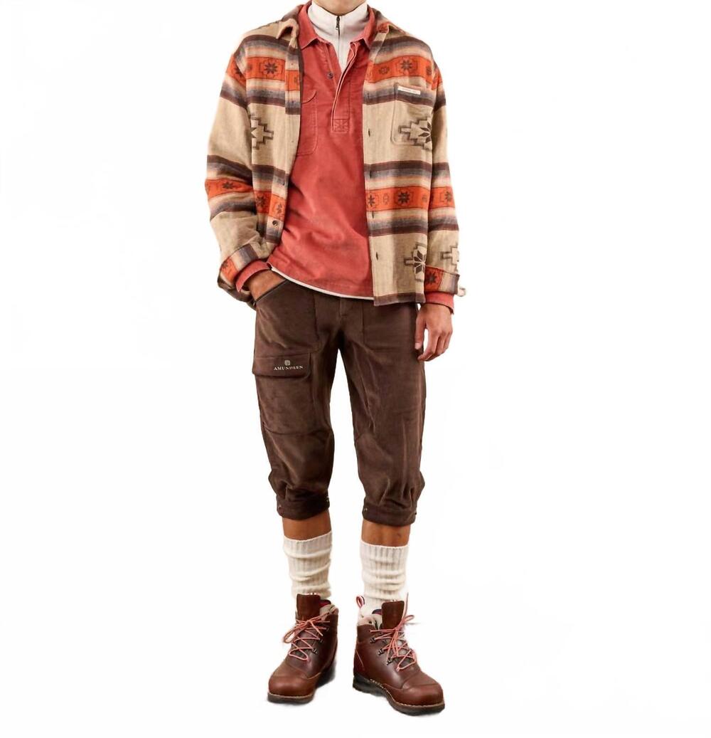 NEW AMUNDSEN men's framheim akle shirt in brown